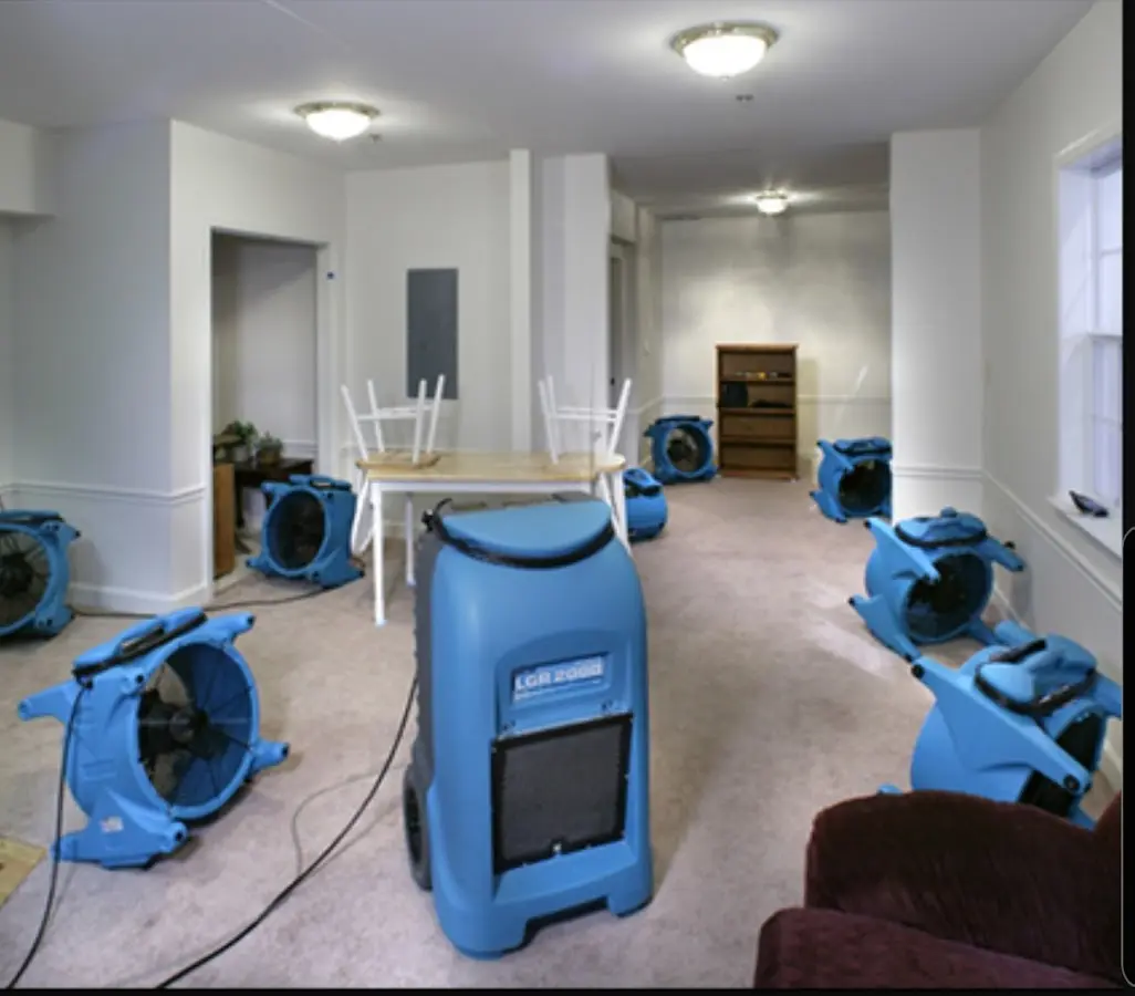 Air movers and dehumidifier setup for Water Extraction & Removal in Winslow