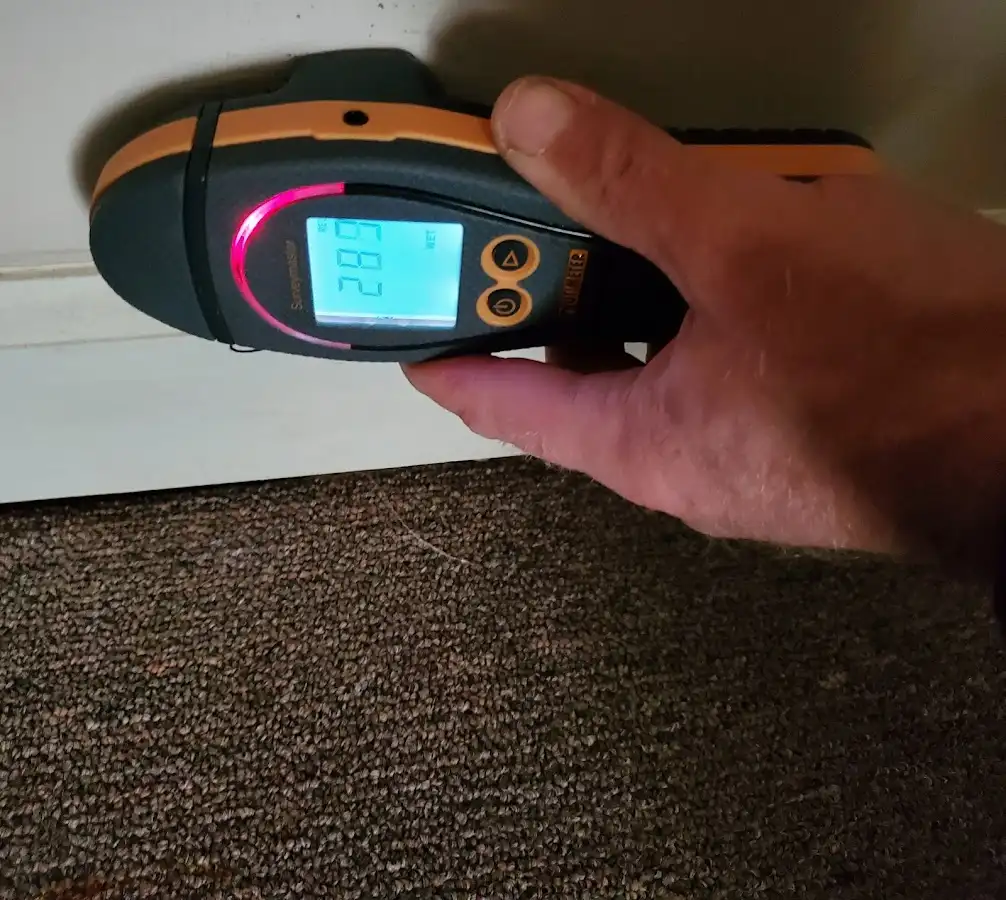 Moisture detection at baseboard during Mold Inspection & Testing in Winslow